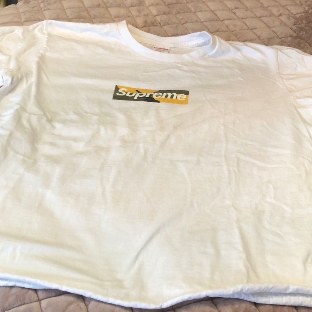 Supreme White Tee with Yellow Logo